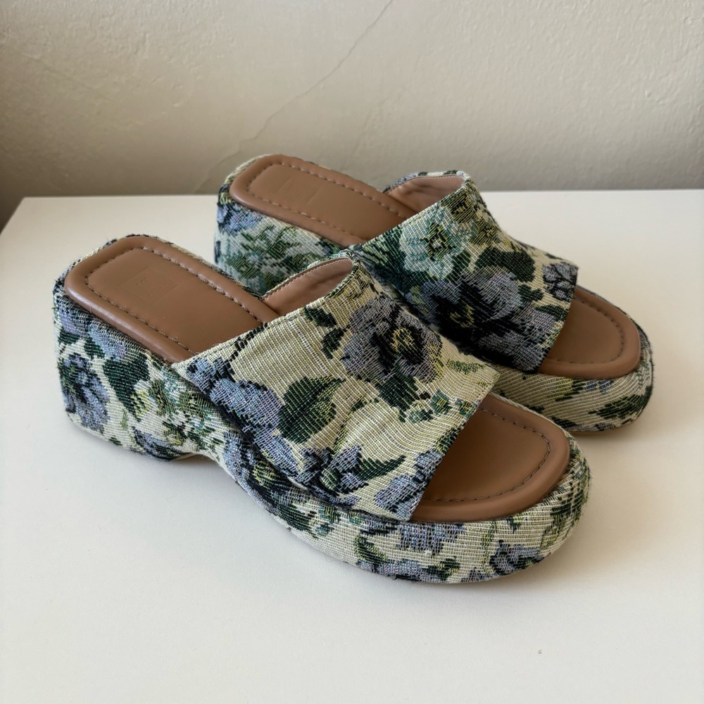 Floral Tapestry Platform Sandals
